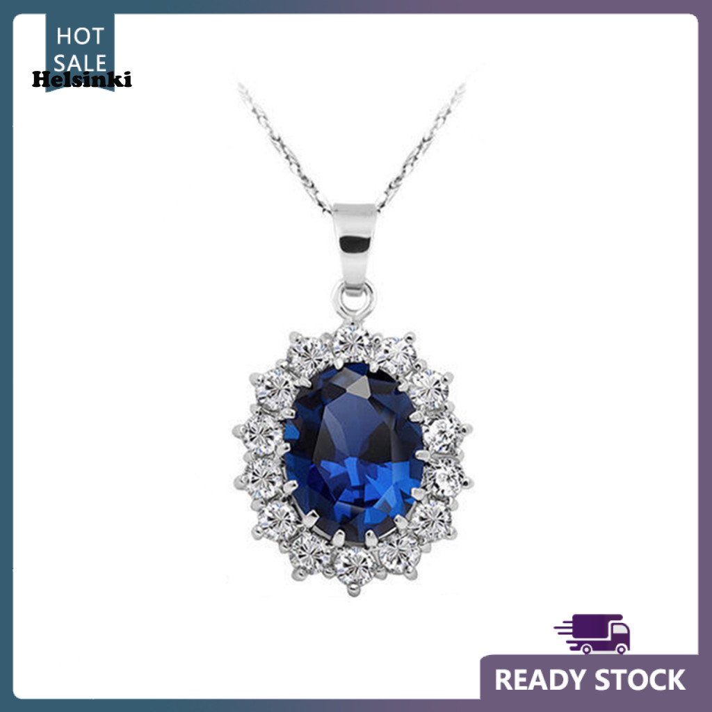 HLS สร้อยคอแฟชั่นพิเศษ Faux Sapphire Rhinestone ชุดเครื่องประดับสําหรับชีวิตประจําวัน