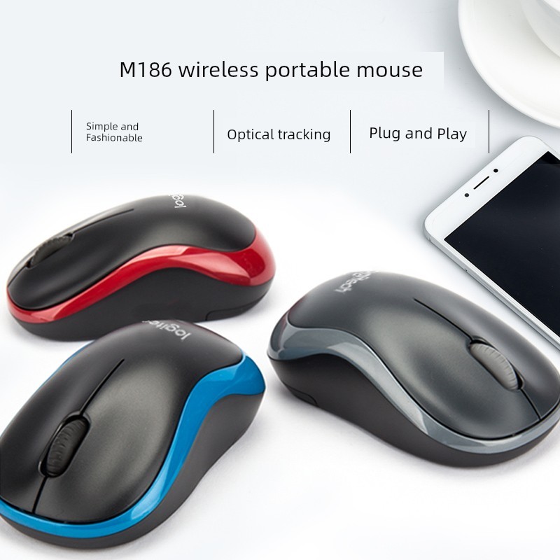 ( บลูทูธ เสียงเงียบ) chichang Logitech M187p เมาส์ไร้สายเกมสํานักงาน M185 แล็ปท็อป Universal M186 เม