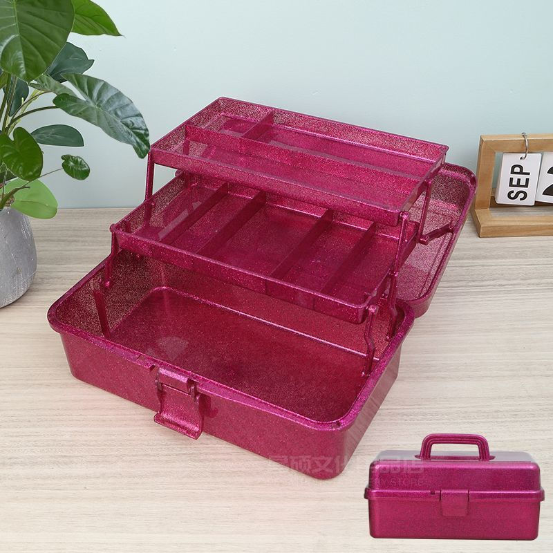 Storage box pp Three-layer glitter powder makeup box cosmetics glitter tq Foldable, fully organized 