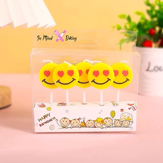 เทียนหน้ายิ้มสีเหลือง เทียนวันเกิด (กล่อง5ชิ้น)(เทียนยิ้ม-01)