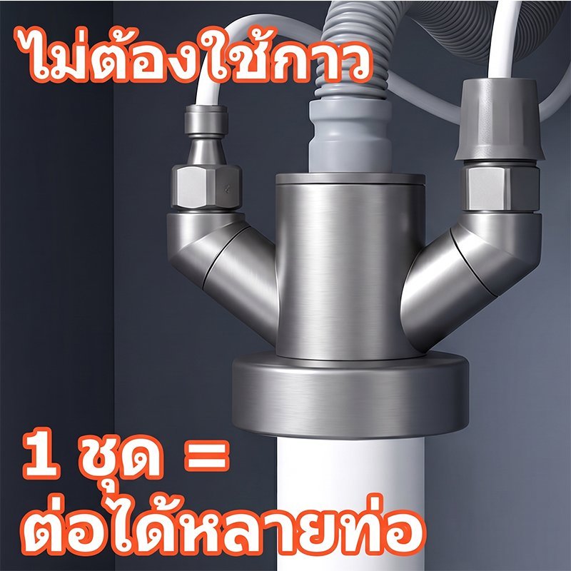 ข้อต่อท่อน้ำทิ้ง 3 ทาง ซิงค์ล้างจาน ตัวต่อท่อระบายน้ำ กันกลิ่น กันแมลง อุปกรณ์เสริมสำหรับห้องครัว