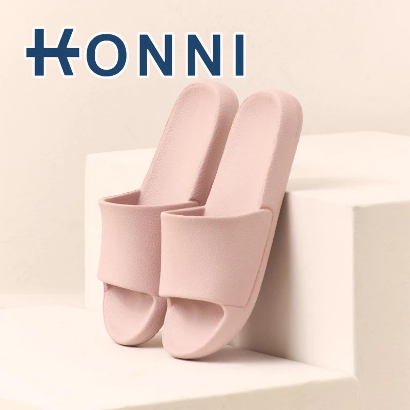KONNI รองเท้าแตะ ใส่ในบ้าน ห้องน้ำ กันลื่น น้ำหนักเบา รองเท้าแบบสวม สีทึบเรียบง่าย นุ่มสบาย ผู้ชาย ผู้หญิง