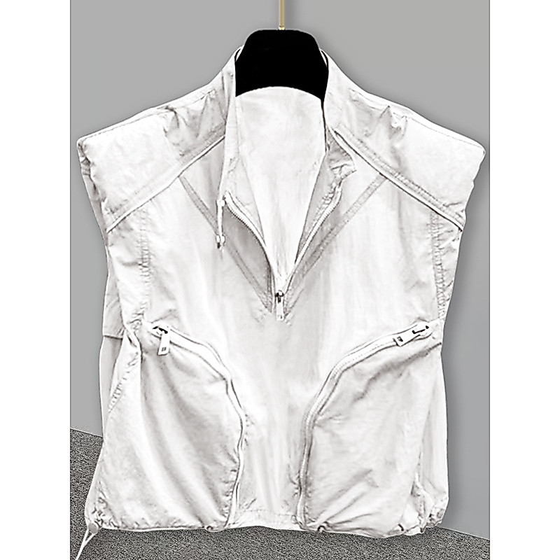 Stand-Up Collar Top วัยรุ่นผู้ชายผู้หญิงสไตล์เดียวกันเสื้อกั๊กฤดูร้อน Breathable กลางแจ้งอินเทรนด์ผู