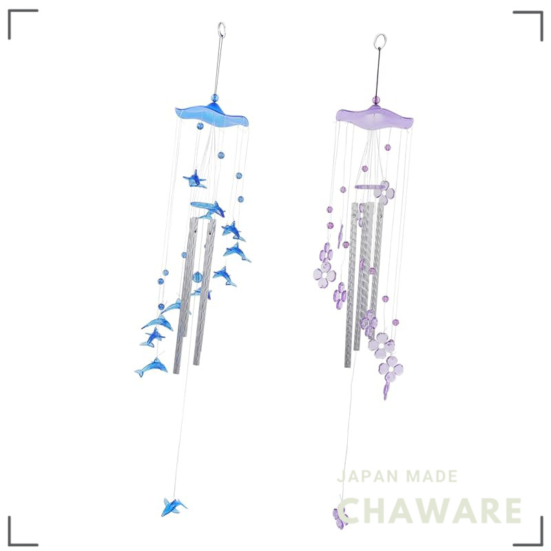 Yardwe 2-Pack Aluminum Wind Chimes Blue & Purple, Flower & Dolphin Design, Home & Garden Decor