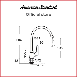 American Standard ก๊อกซิงค์เดี่ยว เคาน์เตอร์ FFAST606-5T1500BT0