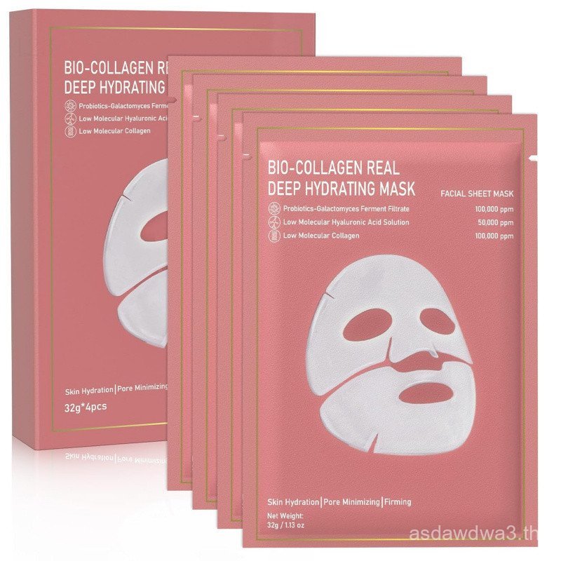 มาส์กหน้าคอลลาเจน, 4 แพ็ค Bio-Collagen Real Deep Mask Overnight Hydrating Face Mask สําหรับทุกสภาพผิ