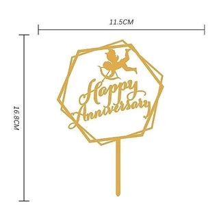 ป้ายปักเค้กอะคริลิค ป้าย Happy Anniversary