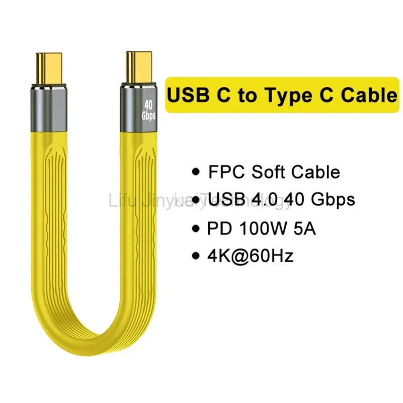 100W 5A USB C ถึง Type C สาย USB 4.0 Thunderbolt 3 40Gbps สายเคเบิลข้อมูล USB Type C PD Fast CHARGIN