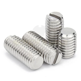 สกรู ตัวหนอน ผ่าหัว ปลายตัด สแตนเลส 304 เกลียวมิล หยาบ M2 M2.5 M3 M4 Slotted Set Screw w/ Cup Point