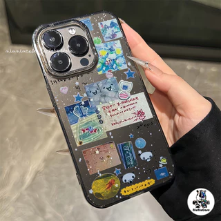 เคส For iPhone 16 เคสใสแบบแวววาว โลกใต้ทะเล การ์ตูนสีสันสดใสน่ารัก For iPhone15 14 13 12 11 Pro max Plus XR เคสไอโฟน11