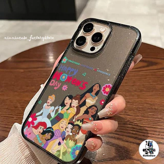 เคส For iPhone 16 เคสไอโฟน11 ใสแวววาวด้วย TPU นุ่มๆ สีสันสดใส พร้อมดอกไม้เจ้าหญิงแสนสวย For iPhone12 15 14 13 Pro max