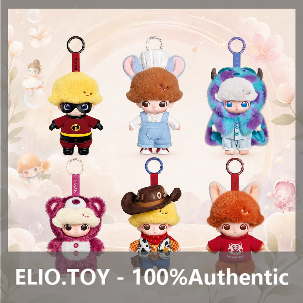 POPMART DIMOO WORLD x PIXAR Joint Series จี้ตุ๊กตาไวนิลกล่องลึกลับตกแต่งของขวัญ