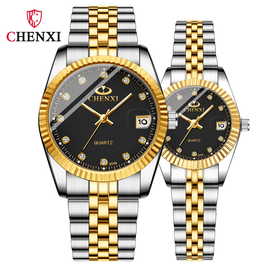 CHENXI CX-004A ปฏิทินธุรกิจนาฬิกากันน้ําแฟชั่นคู่