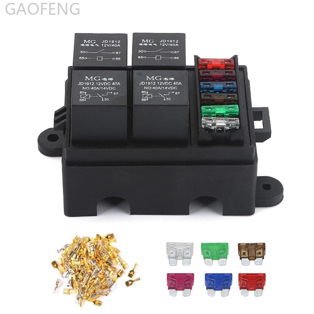 GAOFENG 4 ผู้ถือรีเลย์ฟรีผสมอัตโนมัติสําหรับรถบรรทุก 6Way Fuse Holder Circuit Standard Fuse Relay Ho