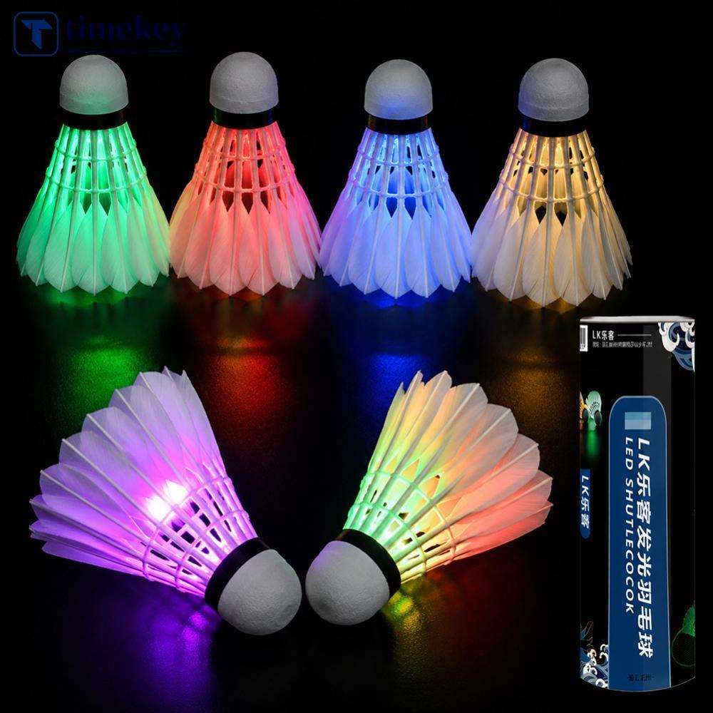 TIMEKEY 4 ชิ้น/ถัง LED Light-Up ลูกขนไก่ทนทานและ Stable Luminous แบดมินตัน Birdie Night ที่มองเห็นได
