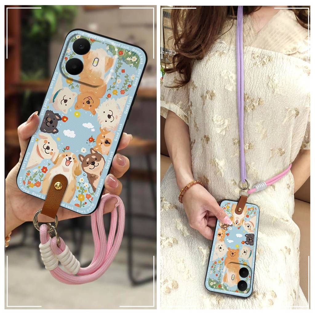 สร้อยคอน่ารักเคสโทรศัพท์สําหรับ TCL K70 4G/K70 Power 4G/T522E TPU Lanyard Dirt-resistant Anti-Dagona