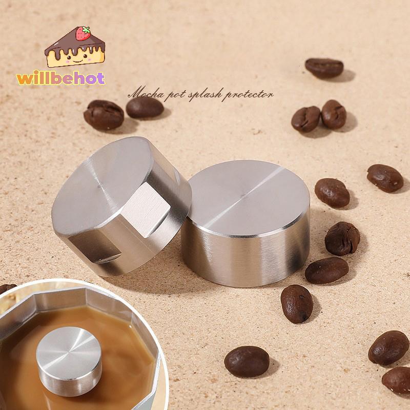 [Willbehot-t] 1PC Moka Coffee Pot Splashing Proof Cover Anti Rust 304 Stainless Steel Splash Cap Acc
