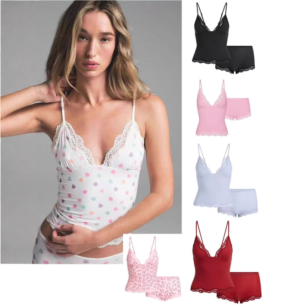 SKIMS Valentine's Day Series Lace Camisole Dress Tank Top Bodysuit Bodycon Skirt