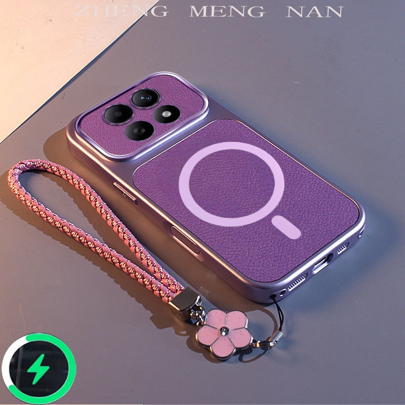 เหมาะสําหรับ Redmi NOTE 15 PRO 5G 15 5G 15 PRO PLUS 5G 15 PRO 4G 15 4G ใหม่ลายลิ้นจี่หนัง 3D แหวนดูดแม่เหล็ก + เชือกมือป้องกันการตกเกราะป้องกัน 0076