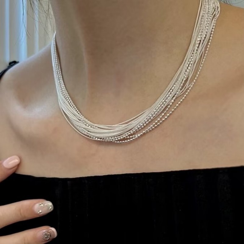 ขายร้อน/ยุโรปอเมริกัน Simple Multi-Layer Stackable สร้อยคอแฟชั่น All-Match High-End Clavicle Chain N