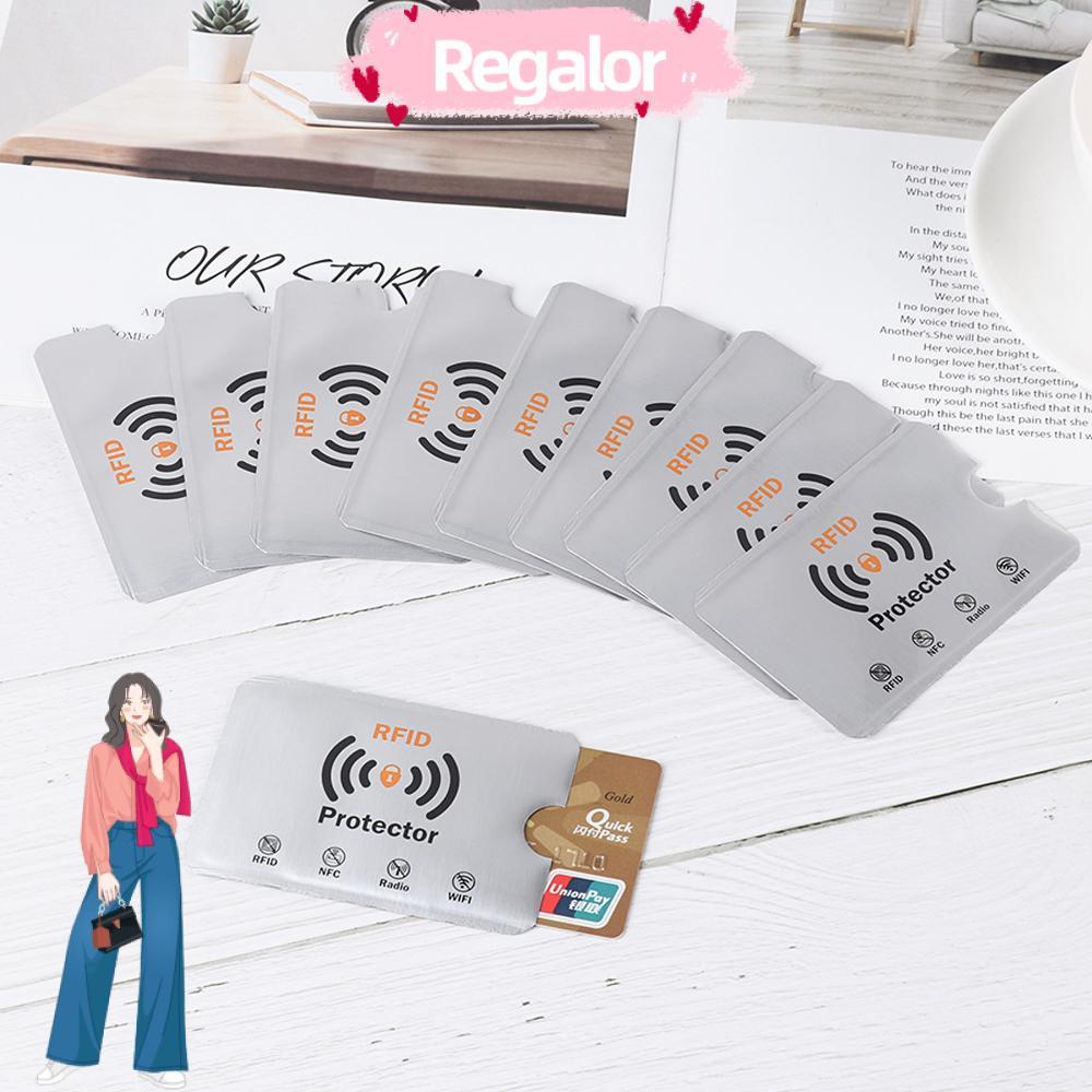 REGOR 10 ชิ้นการ์ดแขนป้องกันป้องกันการโจรกรรม RFID Blocking Anti Rfid กระเป๋าสตางค์