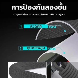 【รับประกัน1ปี】สายชาร์จ TypeC 120W ชาร์จเร็วไม่ร้อน ใช้ได้กับ OPPO Samsung สายถัก ไนล่อน คุณภาพสูง