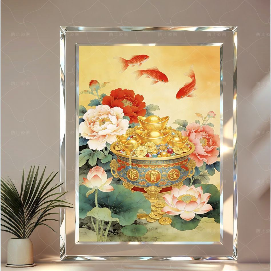 Lucky Fortune Nine-Crap Lotus Fortune กรอบรูปคริสตัลห้องนั่งเล่น Entrance Study Office Lucky Fortune