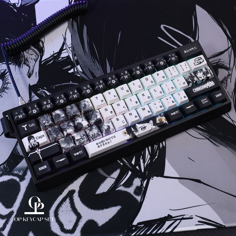 Dongshan Xiaohong Original ของแท้ Keycap โรงงานเดิมระเหิดอะนิเมะ Chainsaw Man คีย์บอร์ด Keycap wooti