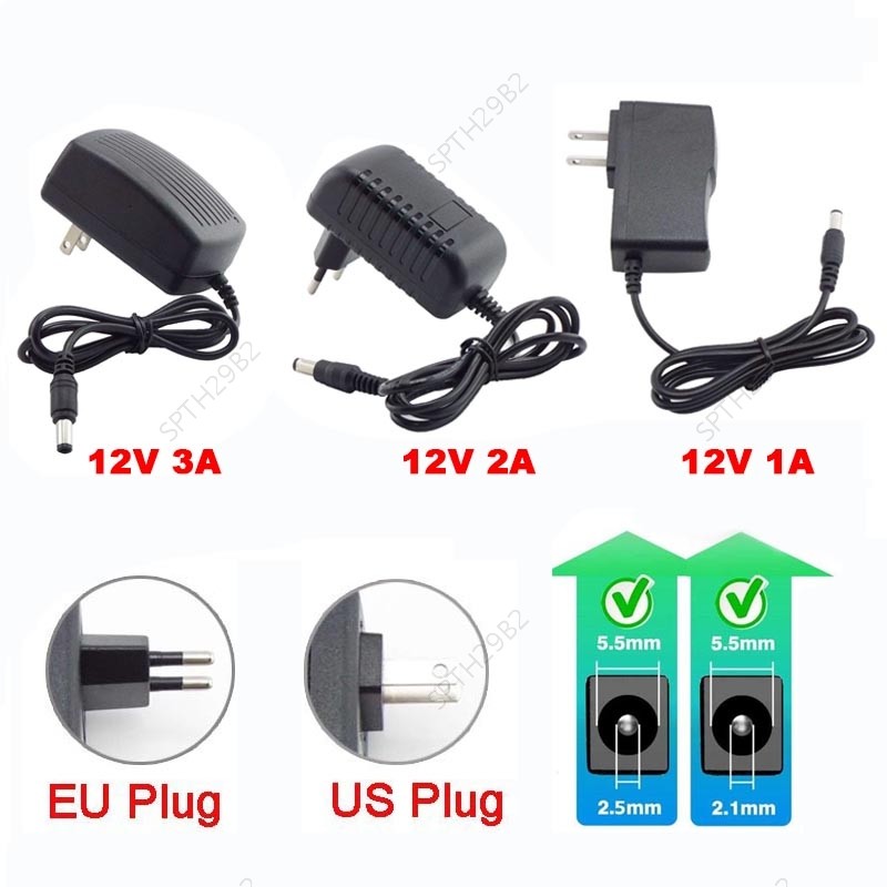 AC 110-240V DC 12V 1A 2A 3A Transformer Power Charger Adaptor Supply สําหรับ LED Light Strip Convert