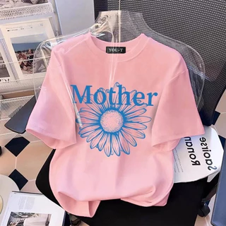 TeddyTee 🎀เสื้อวันแม่ เสื้อน่ารัก สื้อยืด oversize รูปแบบถนน โคตรนุ่ม ผ้าคอตตอน ลาย "MOTHER flower" สินค้าใหม่