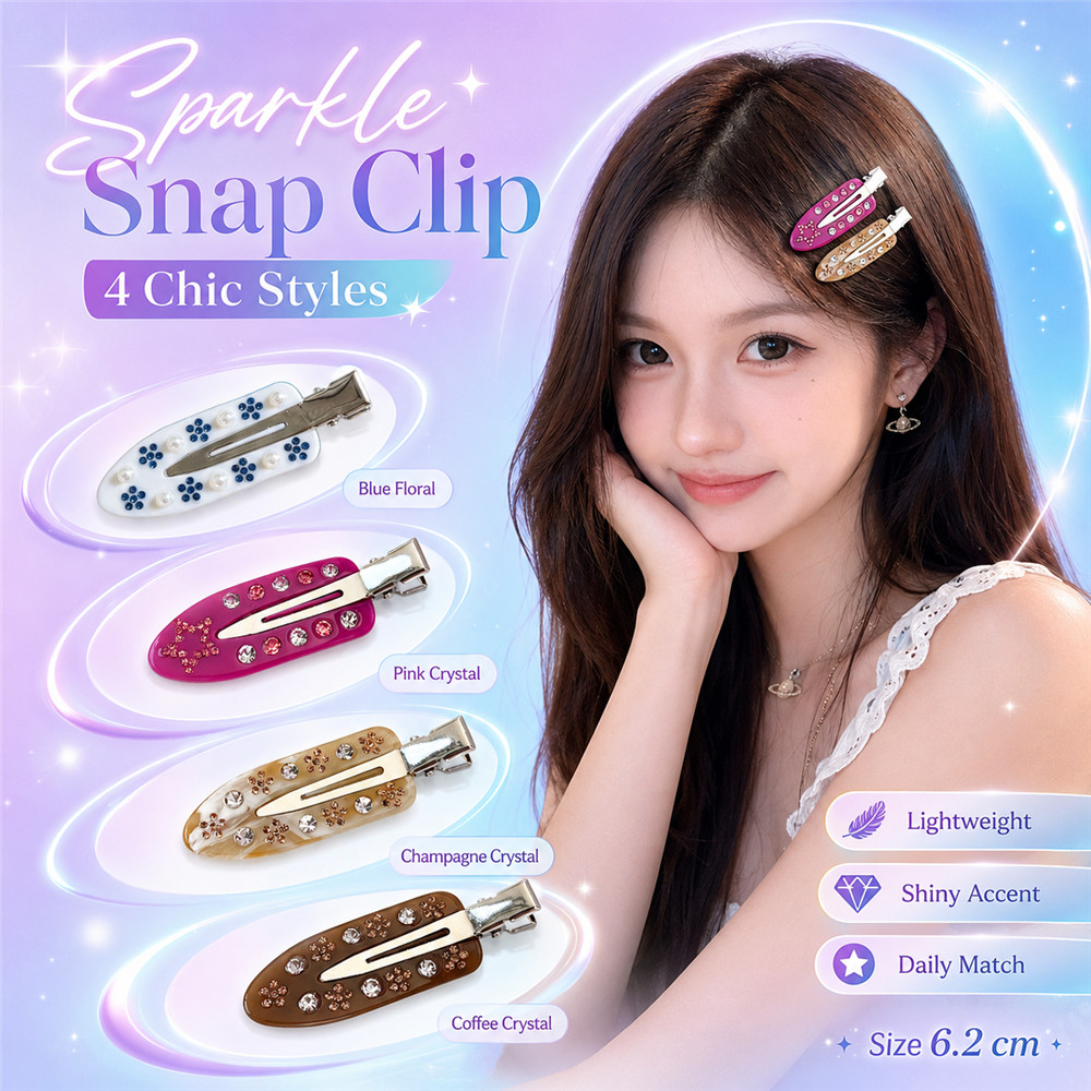 กิ๊บติดผมสาวด้านข้าง รูปแบบ Duckbill Markless Marble มีRhineStoneสีสันสดใส
