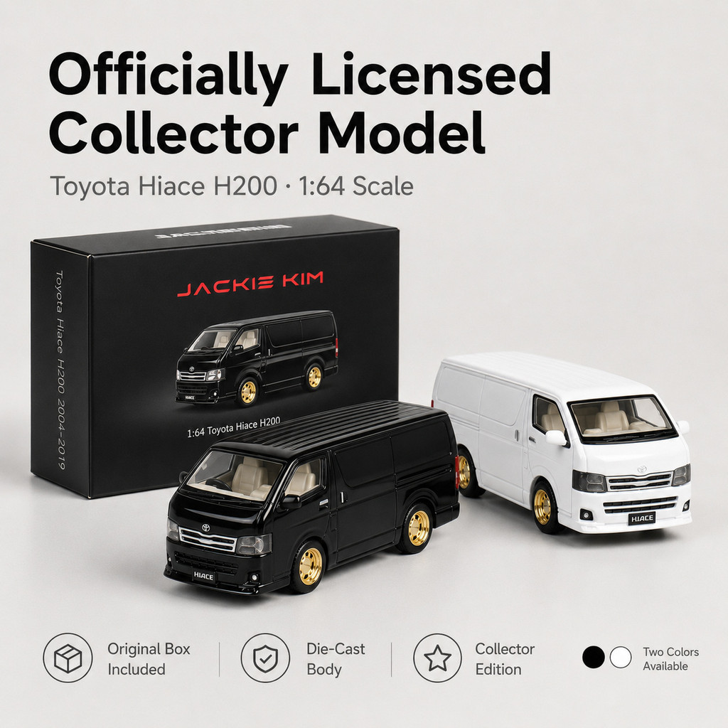 JKM 1:64 ได้รับอนุญาตอย่างเป็นทางการ Toyota Hiace H200 Van รถโมเดลDiecast, จําลองรถสะสม