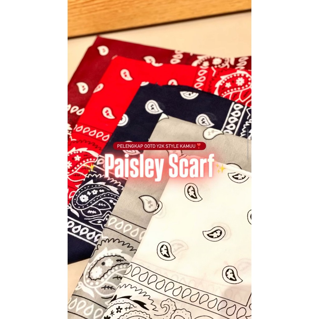 KATUN Paisley Bandana ผ้าพันคออุปกรณ์อเนกประสงค์ผ้าฝ้ายและผ้าลินินวัสดุโพลีเอสเตอร์ AW 138S1 138S2