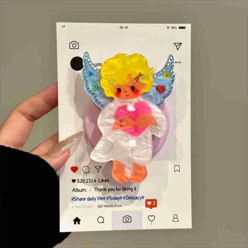 เกาหลีน่ารัก Angel Qiubi Holder Griptok รองรับสําหรับเคส IPhone Samsung Grip Tok วงเล็บแม่เหล็กมีสไตล์