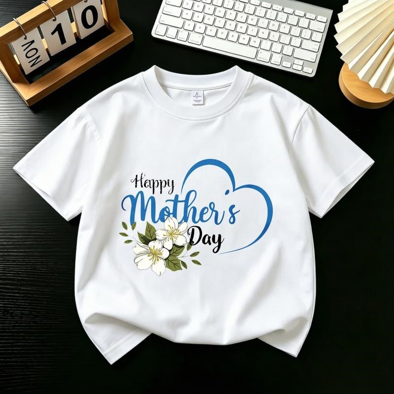 Yout-children เสื้อเด็ก ของเด็ก เสื้อคอกลม cotton ลายพิมพ์ทันสมัย 'Mother's Day' สบายและนุ่ม ระบายอากาศดี
