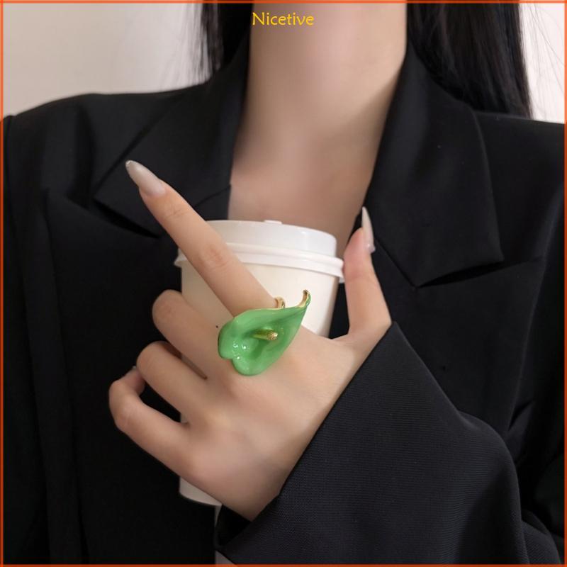 NICE แฟชั่น Open Band Calla ดอกไม้แหวนปรับขนาดดอกไม้ Art สําหรับผู้หญิงและเด็กผู้หญิง