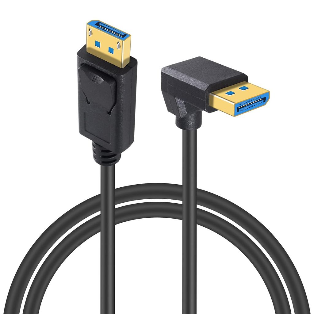 Duttek 90 องศา Displayport Cable 1.4 3FT/1M, 8K Displayport 1.4 Cable, Down Angle DP Male to Male L-