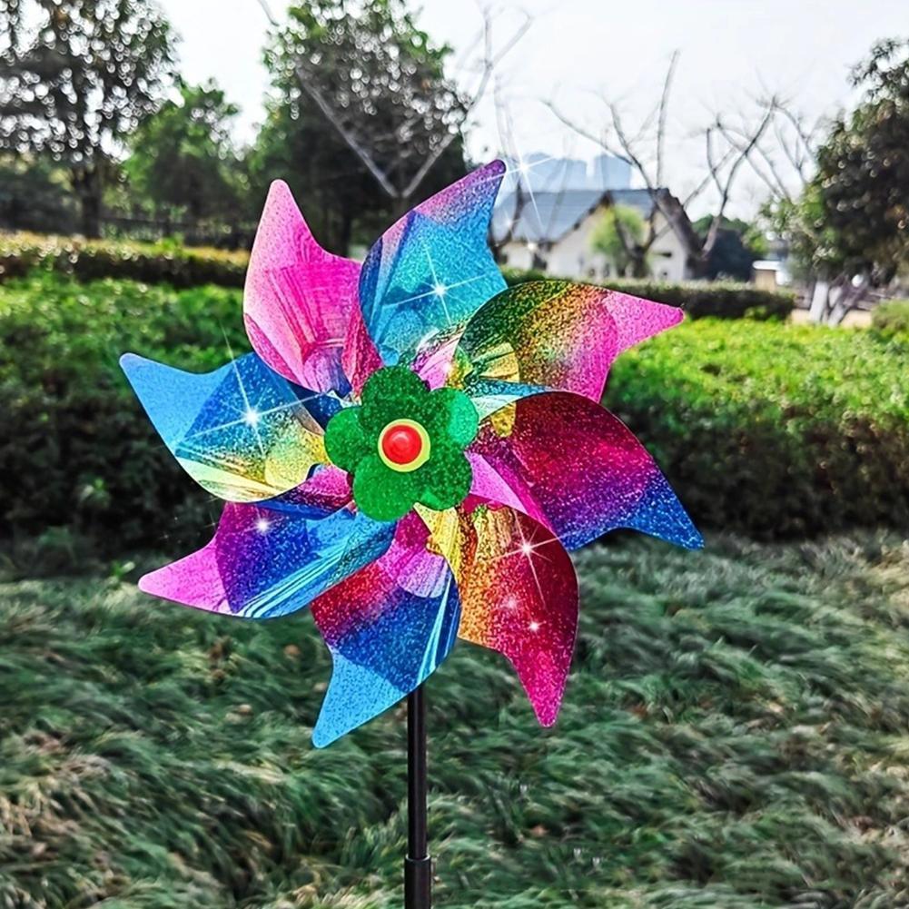 แปดเหลี่ยมสะท้อนแสง Spinner Windmill สําหรับตกแต่งสวน Orchard Patio Deterrent แปดเหลี่ยมนก B5t9