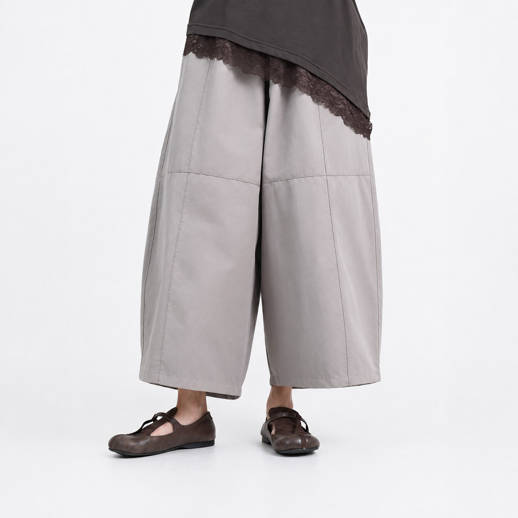 KATUN Barrel Pants Cotton Khaki - Kuromi - Khaki Barrel Pants Cotton Material