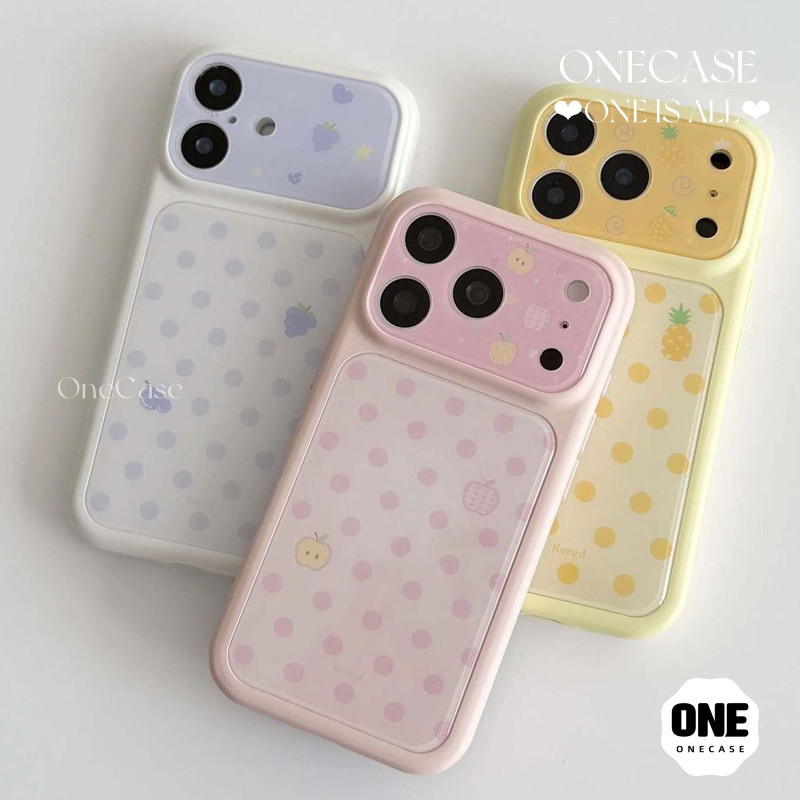 เคสลายจุดผลไม้ สีโดปามีน สำหรับ iPhone 14 17 Pro Max 12 13 11 16 15 Pro สไตล์เกาหลี เคสฤดูร้อนลายผลไม้ เคสนุ่มกันกระแทก