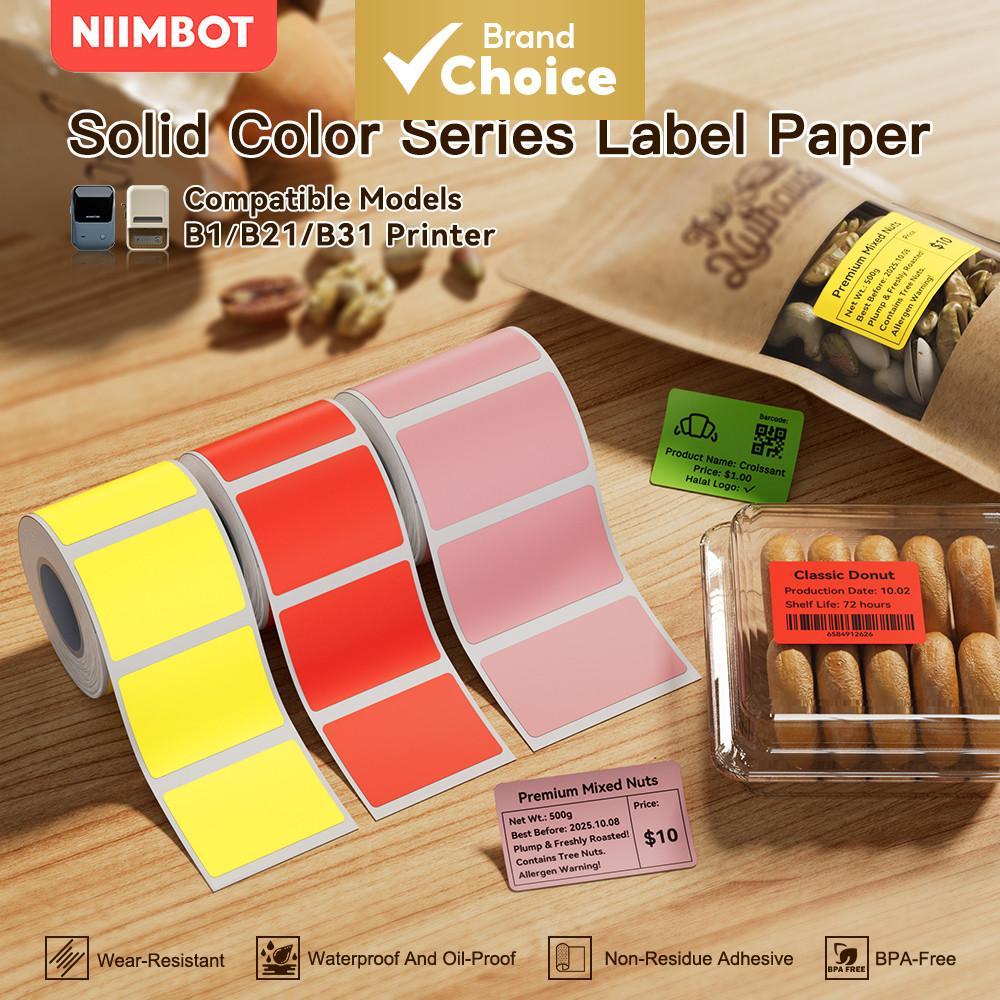 Niimbot Color Thermal Label Stickers กระดาษพิมพ์สติกเกอร์กันน้ําม้วนสําหรับ B21 B1 B31 B21PRO