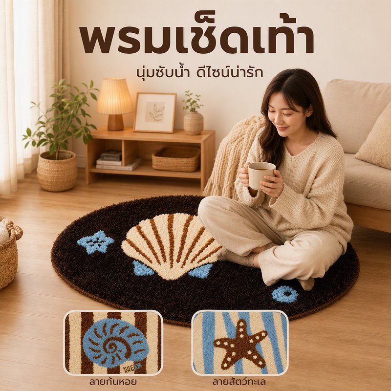 พรมปูพื้น พรมการ์ตูน ขนนุ่ม กันลื่น ซับน้ำ พรมห้องนอน พรมห้องนั่งเล่น พรมเช็ดเท้า ขนาด 40 60