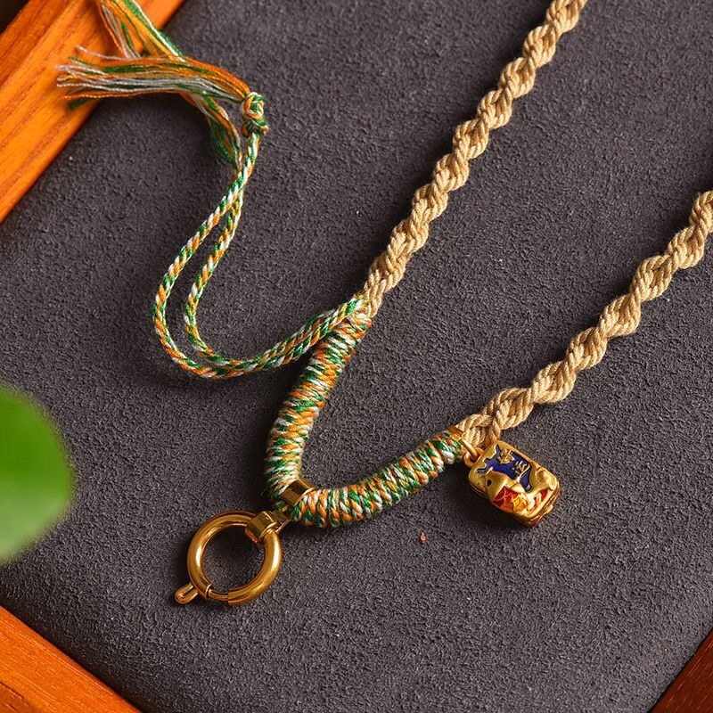 T Thailand Amulet Chain Handmade Hand Rubbedเชือกฝ้ายทิเบตAmulet Lanyard Thangkaจี้เชือกAmuletเชือก8