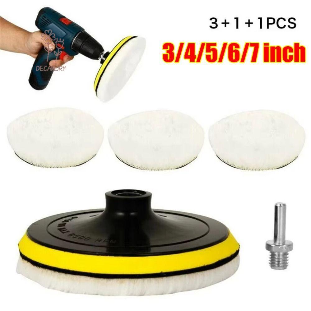 SHOUKEY 5 ชิ้นชุดแผ่นขัดรถ, Flocking T-shape รถแว็กซ์ฟองน้ําดิสก์,ทนทาน 3/4/5/6/7 นิ้ว Buffing แว็กซ