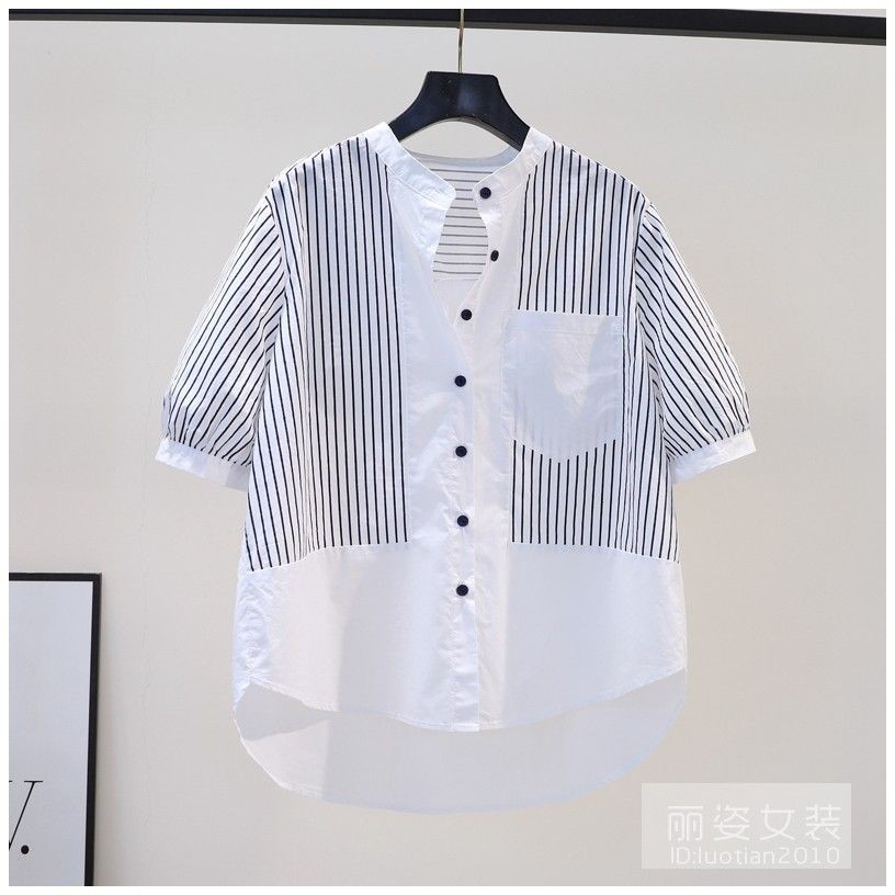 พร้อมสต็อกขายร้อนลายเย็บออกแบบความรู้สึกเสื้อผ้าฝ้ายแท้ผู้หญิง 2024 รอบคอหลวมทั้งหมดตรงกับกลางแขนเสื