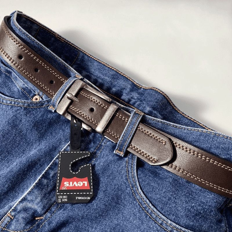 Oriental City Wuyan Minshang Co., Ltd. เข็มขัดหนังวัวแท้ Levis Levis Retro Mens Belt