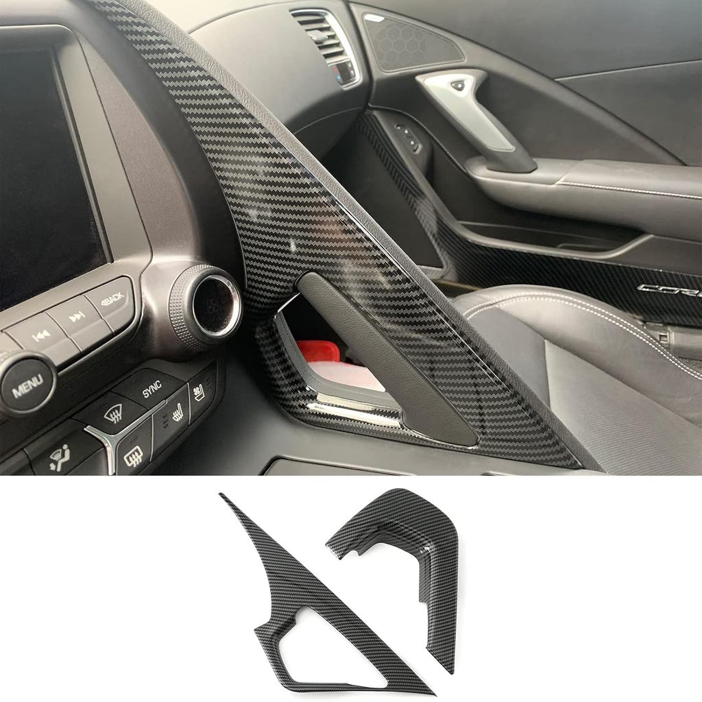 สําหรับ C7 Corvette คาร์บอนไฟเบอร์ Center Armrest Trim อุปกรณ์เสริม 2014-2019 | 3M เทปติดตั้งง่ายภาย