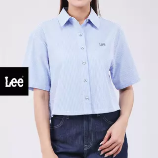 LEE เสื้อเชิ้ตแขนสั้นผู้หญิง Cropped รุ่น LE S426WSHIF33 สีฟ้า