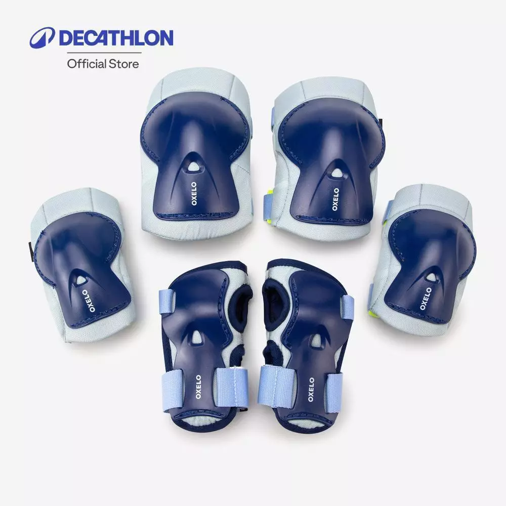 Decathlon Kids' Skating Scooter Skateboard Protectors Set Play ชุดสนับป้องกันเด็กเล่นอินไลน์สเก็ตรุ่น Play - Blue