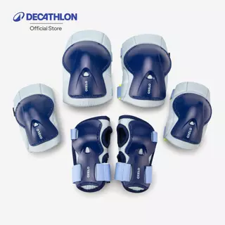 Decathlon Kids' Skating Scooter Skateboard Protectors Set Play ชุดสนับป้องกันเด็กเล่นอินไลน์สเก็ตรุ่น Play - Blue